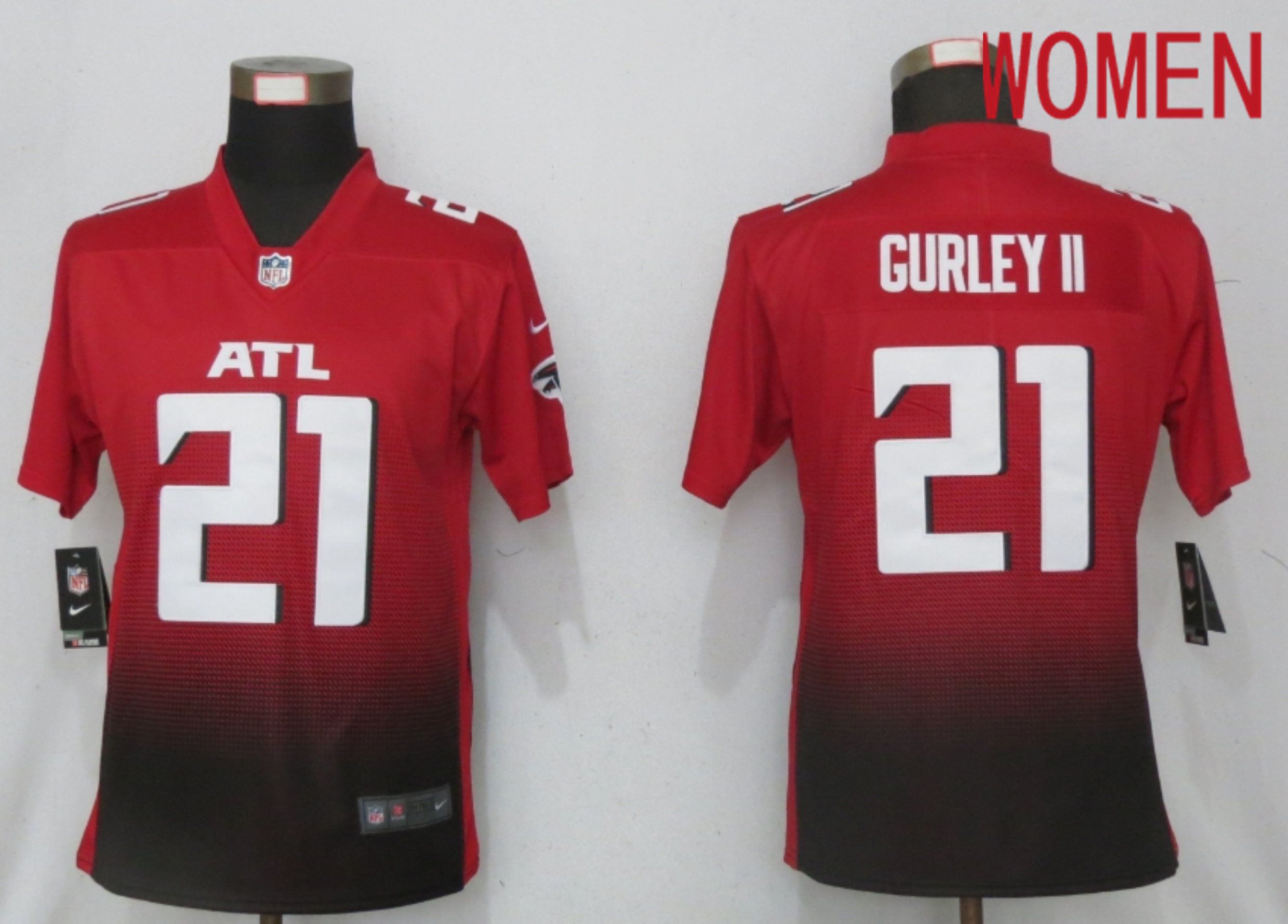 Women Atlanta Falcons #21 Gurley II Red 2nd Alternate Elite Playe Nike NFL Jersey->women nfl jersey->Women Jersey